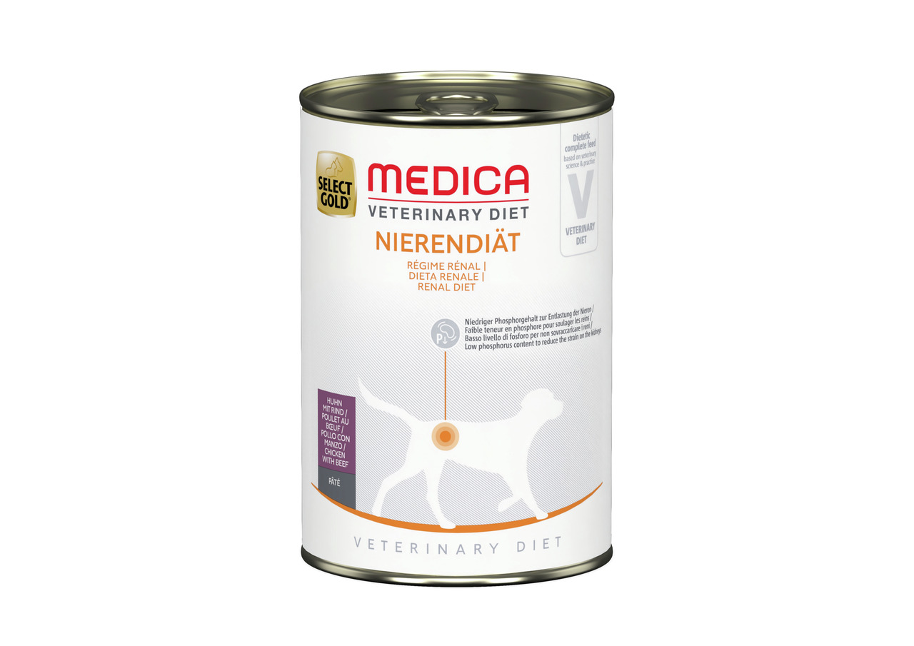 Select Gold Medica Vet. Diet Nierendiät, Hund, Huhn+Rind, 400g, für Nierenprobleme, niedriger Phosphorgehalt zur Entlastung.