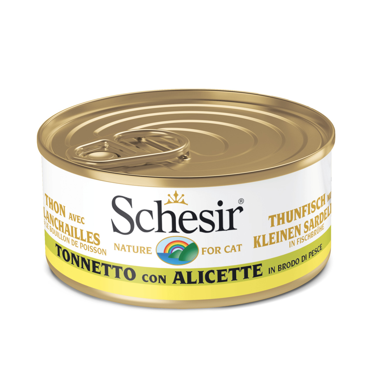 Sparpaket 24 x 70 g Schesir Adult Thunfisch mit kleinen Sardellen in Kochbrühe Katzen Nassfutter
