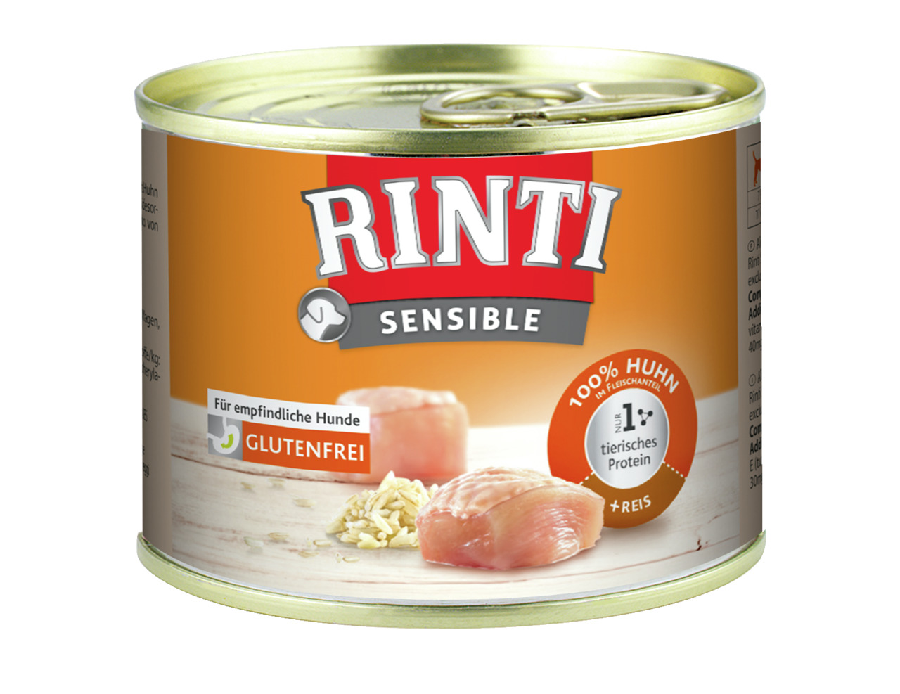 Sparpaket 6 x 185 g Rinti Sensible 100% Huhn + Reis Hunde Nassfutter