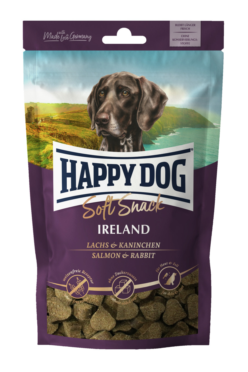 Sparpaket 2 x 100 g Happy Dog Soft Snack Ireland Lachs & Kaninchen Hunde Snack