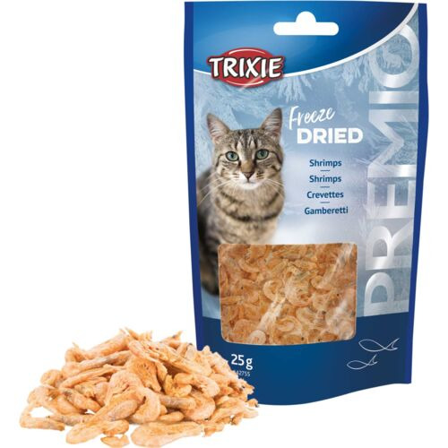 TRIXIE Premio Freeze Dried Shrimps, Premium-Snack für Katzen, Garnelen, proteinreich, 25 g, gefriergetrocknet.