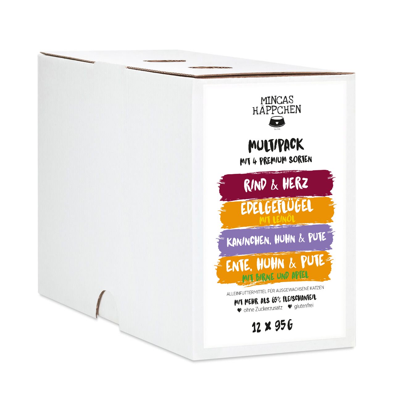 Sparpaket 4 x 12 x 95 g Mincas Häppchen Multipack Nr. 1 Katzen Nassfutter
