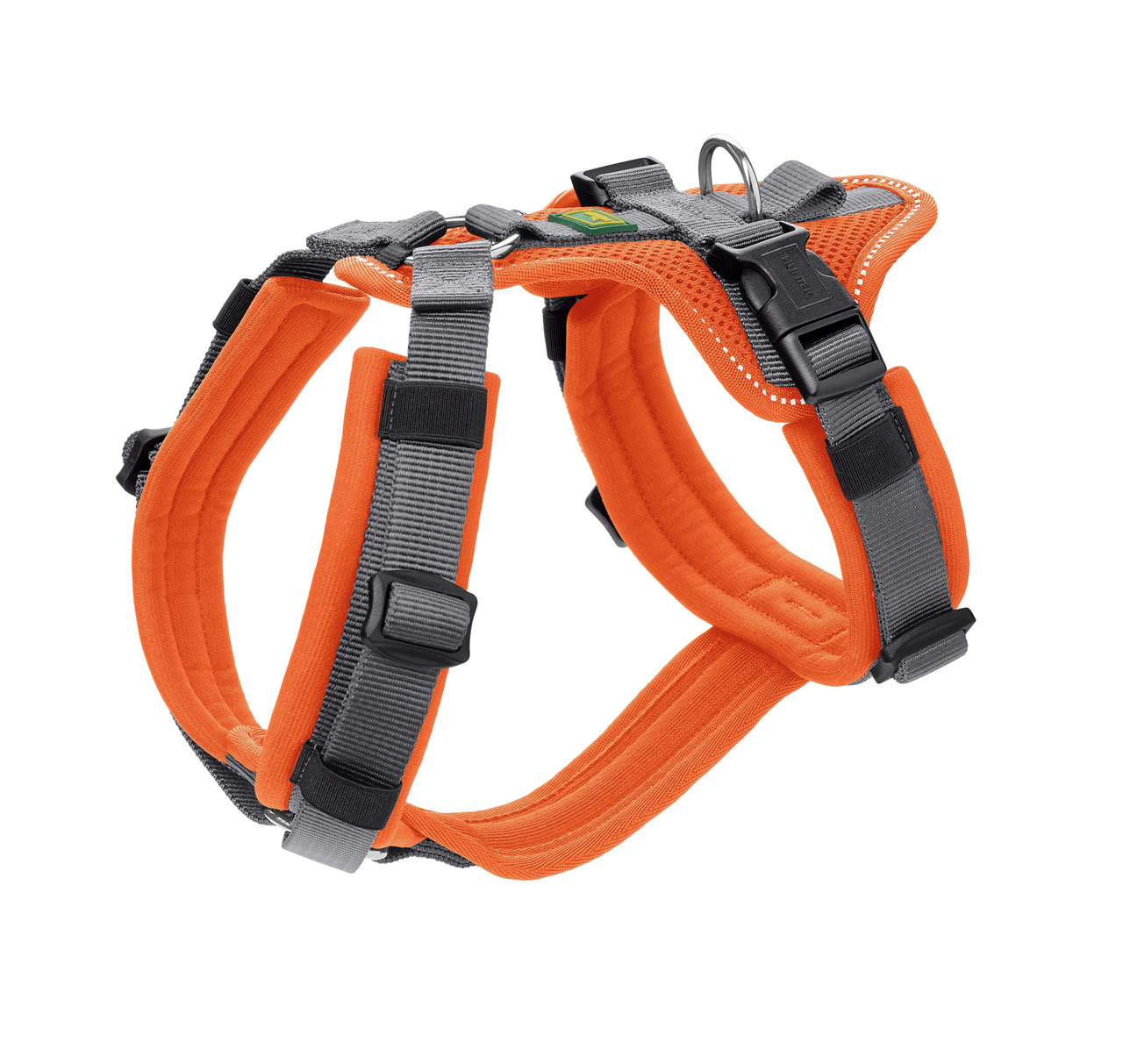 HUNTER Hundegeschirr Hilo Comfort, atmungsaktives Mesh, verstellbar, für Hunde, orange-grau, optimaler Komfort & Sicherheit.