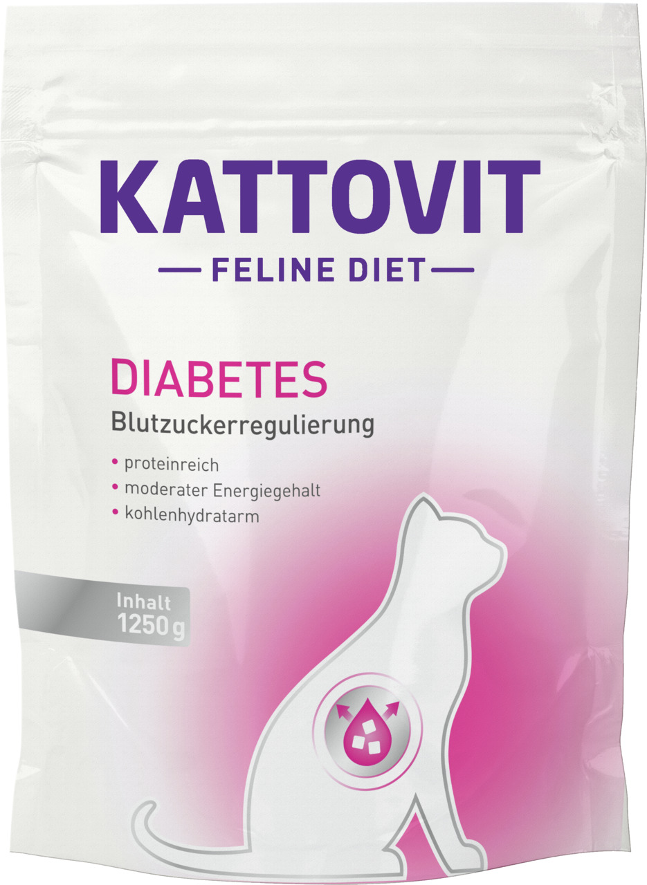 Kattovit Feline Diet Diabetes, Trockenfutter f. Katzen, Blutzuckerregulierung, proteinreich, kohlenhydratarm, 1250 g.