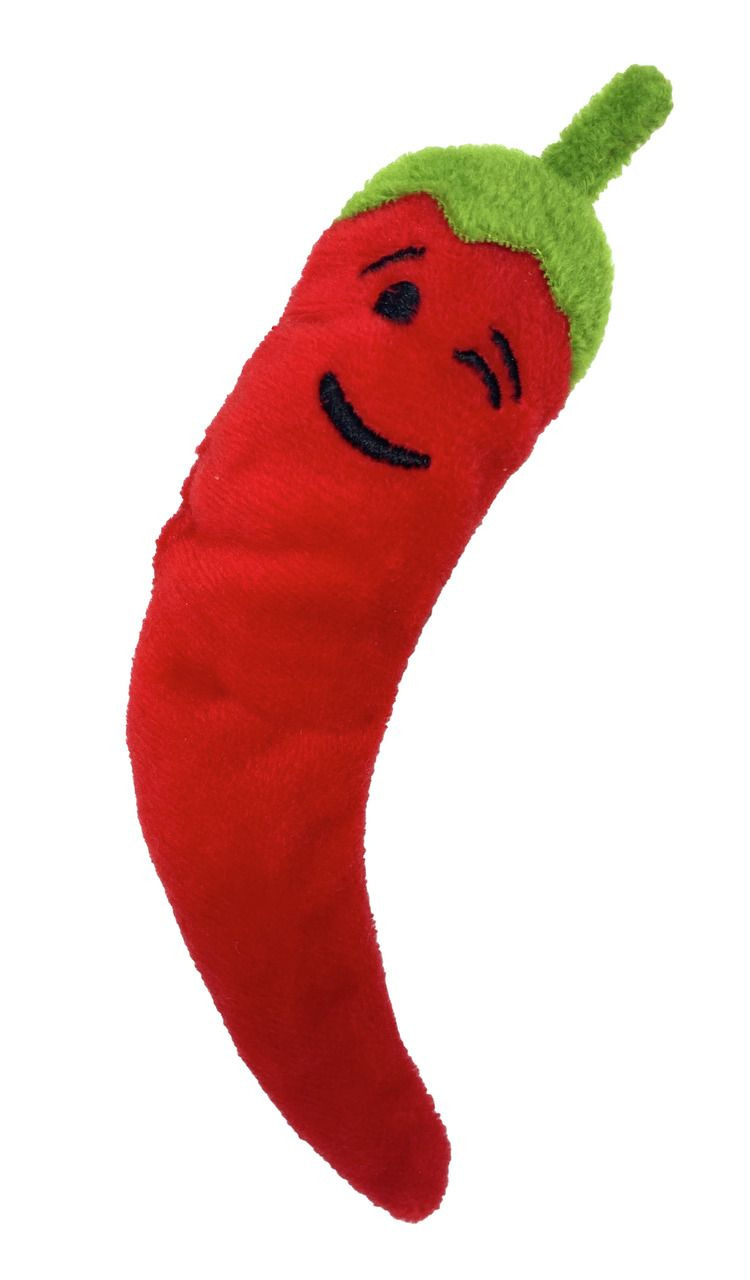 Aumüller Katzenspielzeug Chili, rotes Plüschspielzeug mit Baldrian, fördert Spielfreude, ideal zum Spielen & Kuscheln.