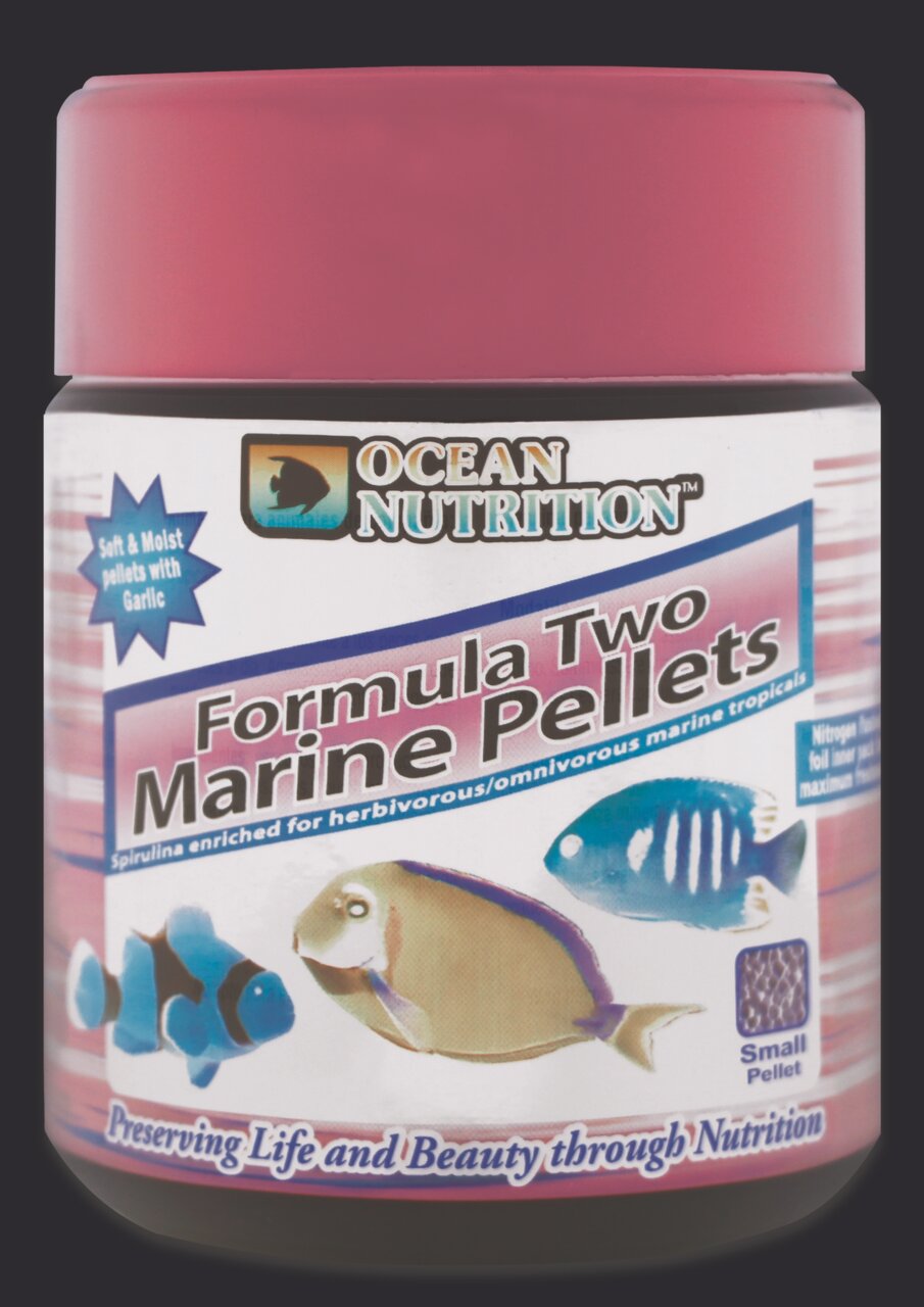 Ocean Nutrition Formula Two Marine Pellets, trop. Meeresfische, Knoblauch, Small Pellet, rosa Dose, weiche-feuchte Pellets.