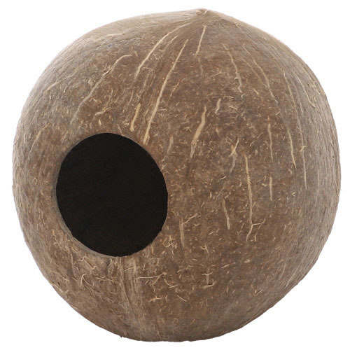 HOBBY Kokosnusshöhle für Kleintiere/Vögel, natürl. Rückzugsort, robust, umweltfreundl., fördert Verhalten, aus echter Kokosnuss.