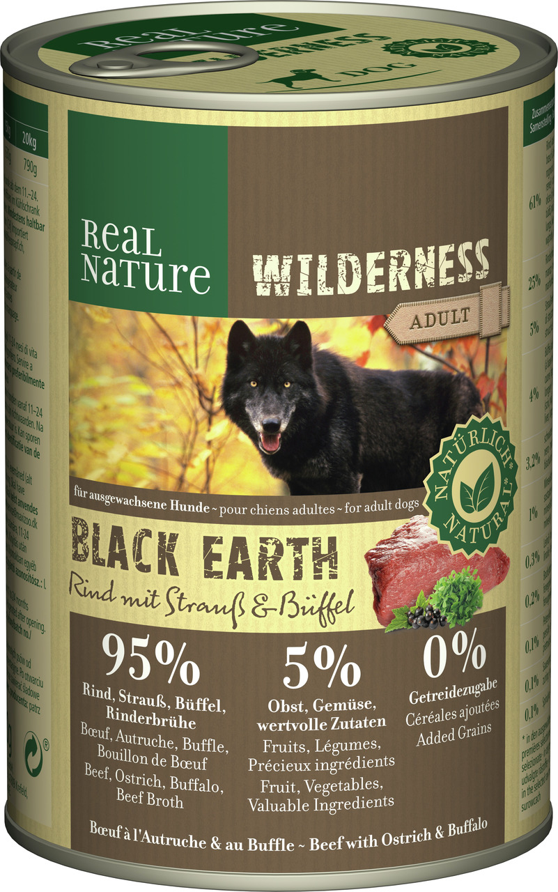 REAL NATURE Hundefutter, natürliche Zutaten, artgerechte Ernährung, Geschmacksrichtung nicht angegeben, Menge nicht erkennbar.