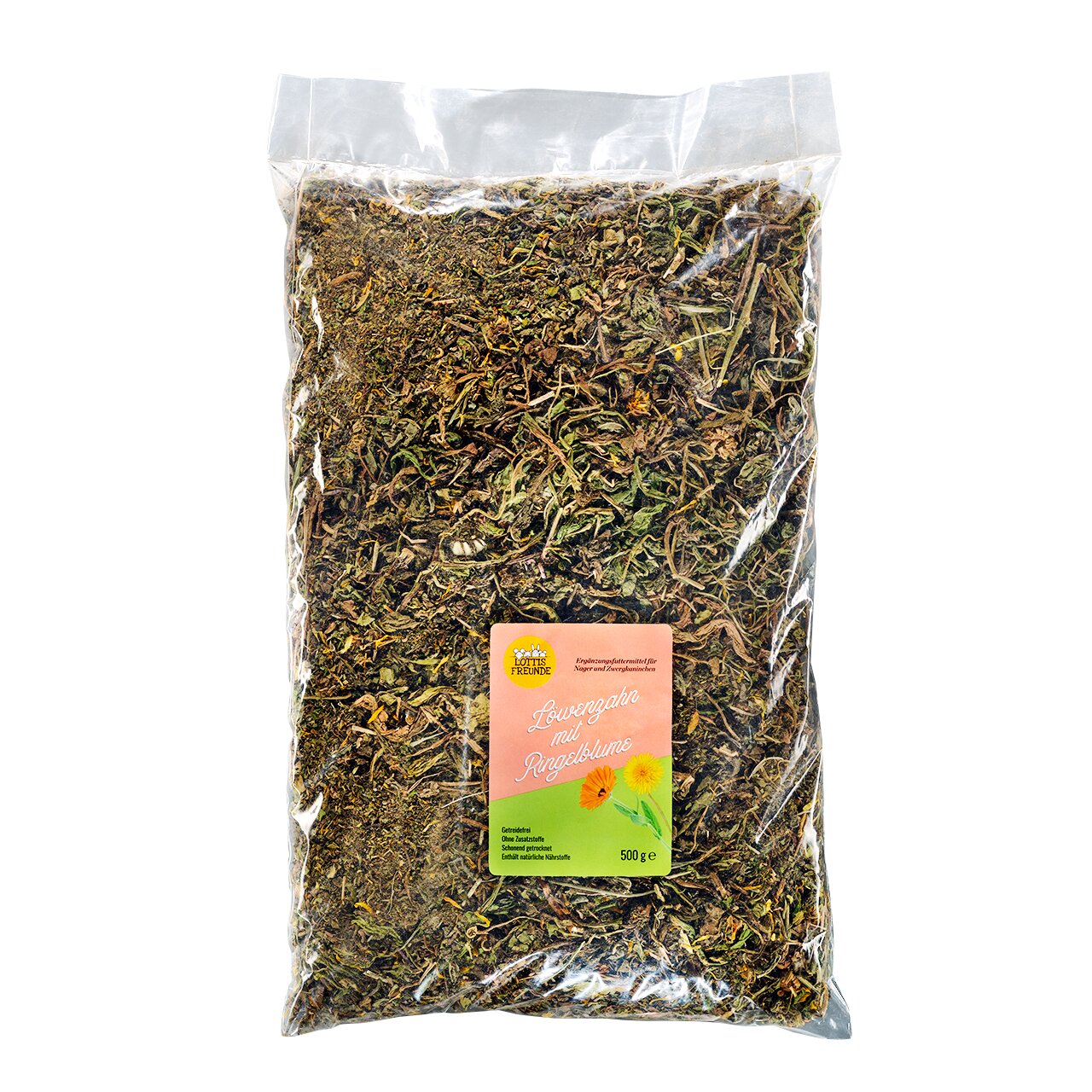 LOTTIS FREUNDE Löwenzahn mit Ringelblume, für Kaninchen und Kleintiere, natürlich, 500g, reich an Vitaminen und Nährstoffen.