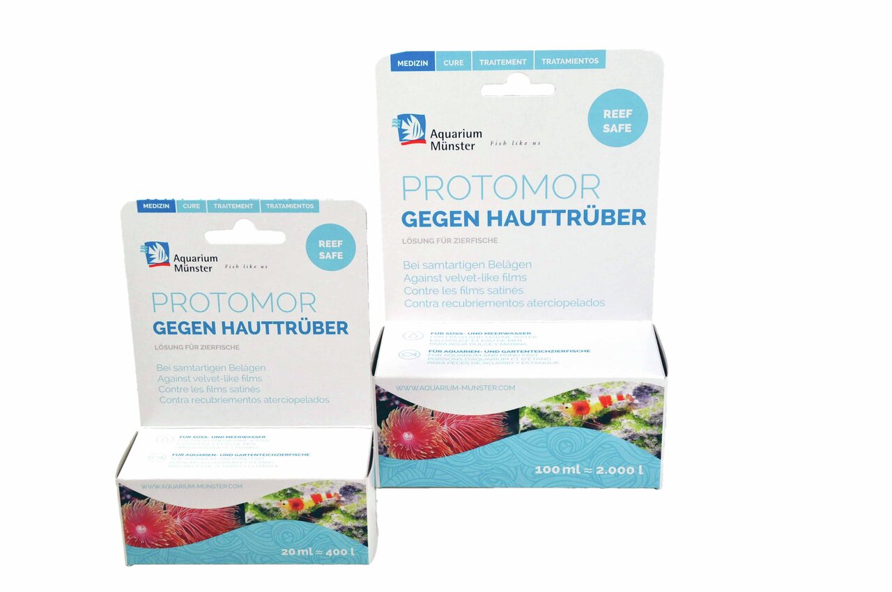 Aquarium Münster Protomor, medizinisches Mittel f. Zierfische gg. Hauttrüber, 20 ml (400 l) & 100 ml (2.000 l), hilft bei samartigen Belägen.