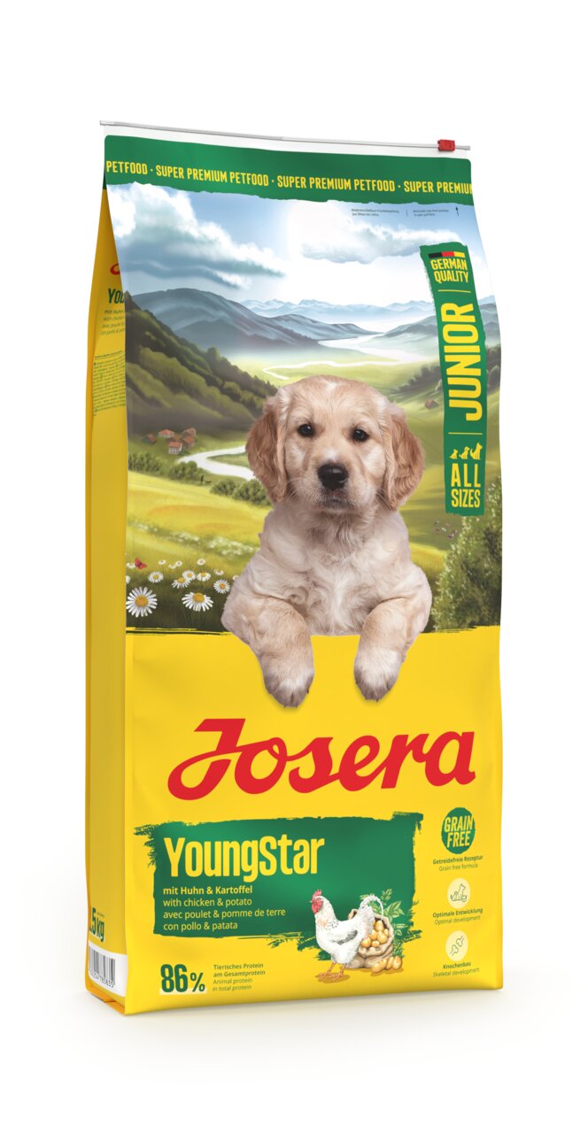 Josera YoungStar, getreidefreies Hundefutter für junge Hunde, Huhn & Kartoffel, 15 kg.