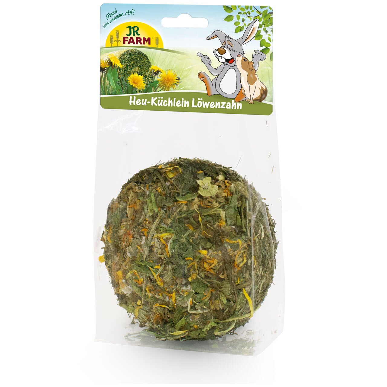 JR FARM Heu-Küchlein Löwenzahn für Kaninchen & Nagetiere, Löwenzahngeschmack, 100 g, frischer Heugenuss – natürlich gesund.