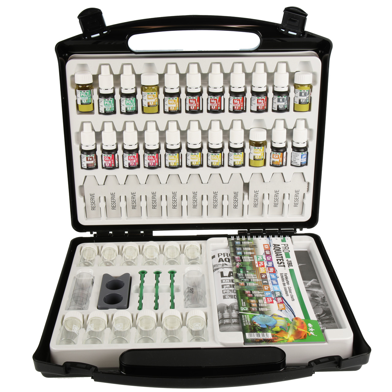 JBL ProAquaTest Lab Testkoffer-Set, für Aquarienbesitzer, präzise Wasseranalysen, inkl. Reagenzien, Röhrchen, Farbkarten, Zubehör.