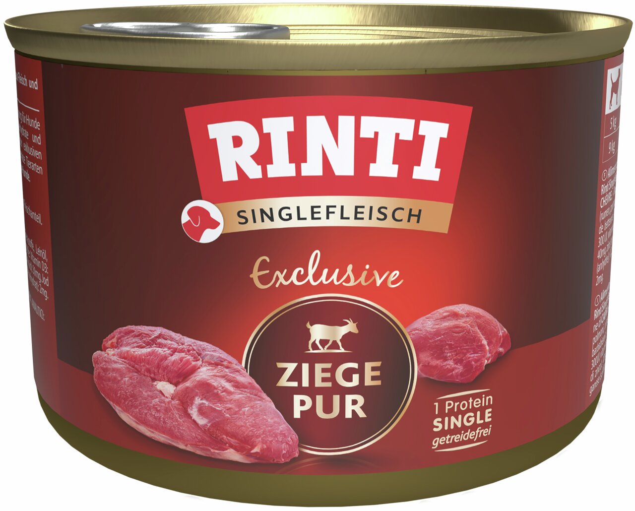 RINTI Singlefleisch Ziege Pur für Hunde, geschmacksrichtung Ziege, getreidefrei, 1 Protein, 400 g Dose.
