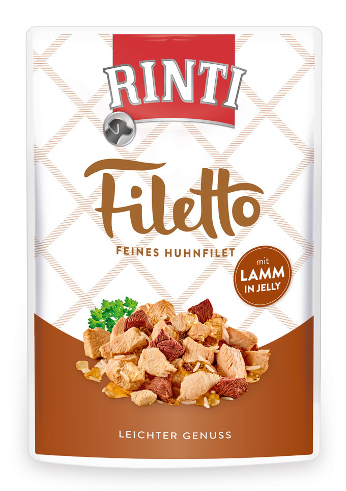 RINTI Filetto Feines Huhnfilet mit Lamm in Jelly, für Hunde, Geschmacksr. Huhn & Lamm, „Leichter Genuss“.