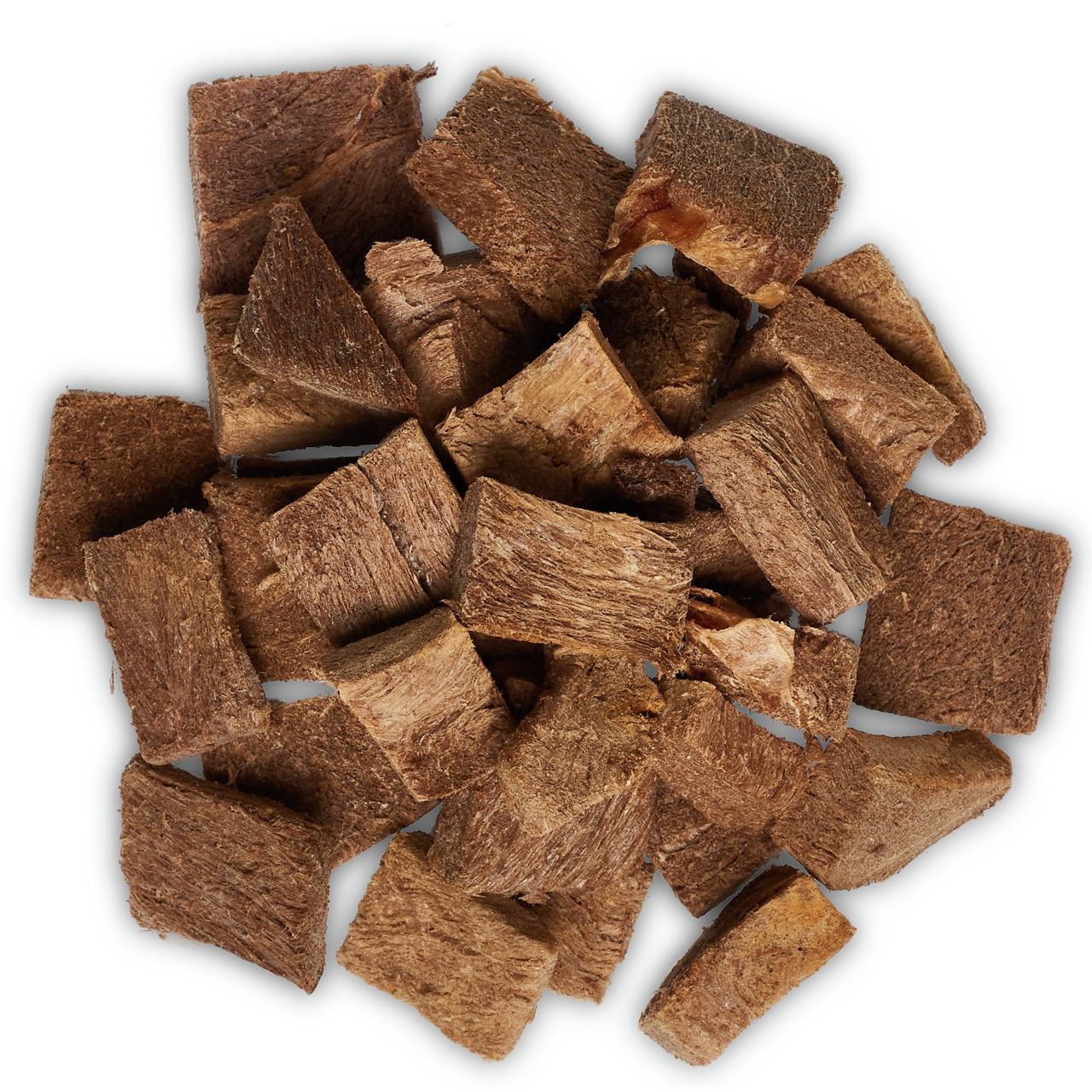 Das Bild zeigt LOTTIS HÄPPCHEN Rinderpansen-Würfel, ein hochwertiger Hundesnack für ausgewachsene Hunde. Die Würfel bestehen aus 100 % getrocknetem Rinderpansen, sind naturbelassen und frei von Zusatzstoffen. Sie eignen sich ideal als Belohnung oder Zwisc