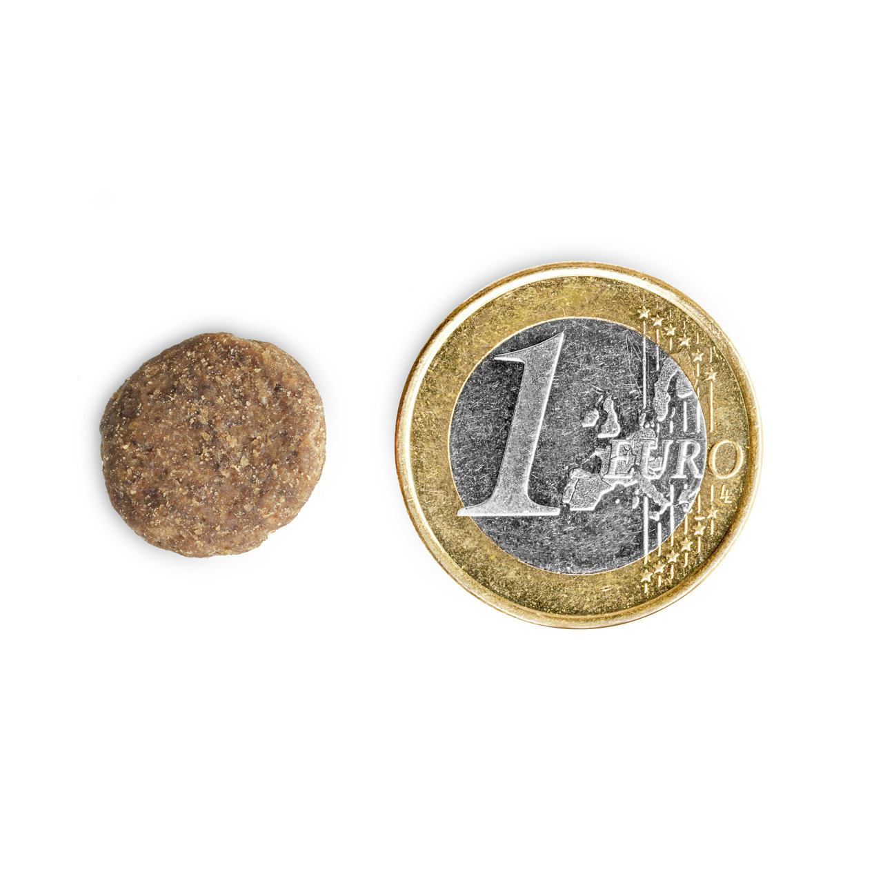 TIKAANI Hundefutter-Leckerli, Snack für kleine-mittelgroße Hunde, kompakte braune Masse, ideal als Belohnung, Größe: 1-Euro-Münze.
