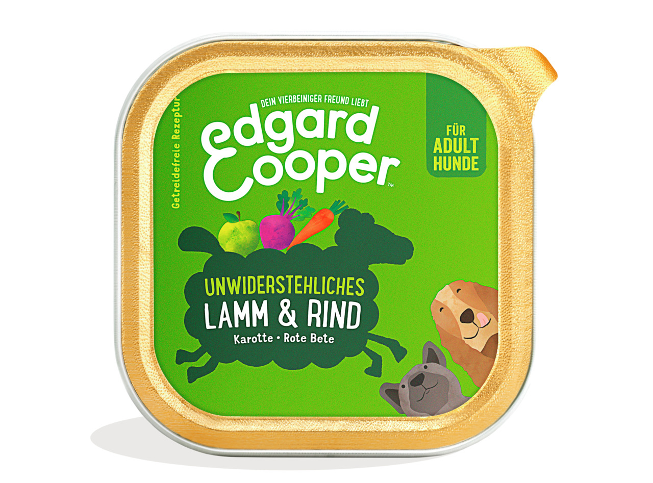 Edgard & Cooper Hundefutter, Lamm & Rind, getreidefrei, mit Karotte & Roter Bete, für ausgewachsene Hunde, 150 g.