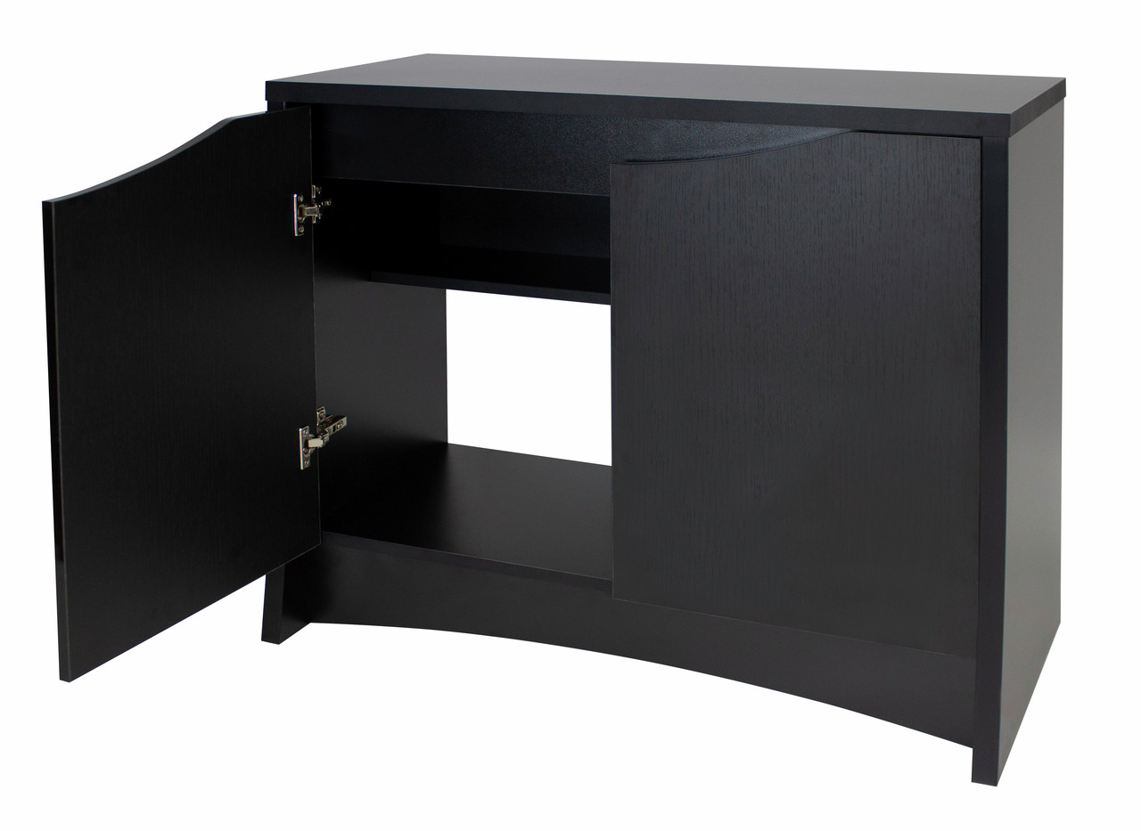 Fluval Aquarienschrank, schwarz, 2 Türen (1 offen), Stauraum für Zubehör, robust, elegant, für Aquarien, ideal für moderne Wohnräume.