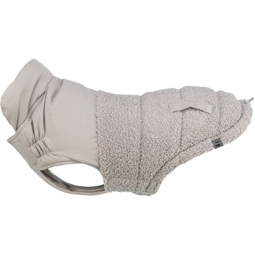 TRIXIE Hundemantel Beige, für kl.-mittelgr. Hunde, weiches Fleece, wasserabweisend, ideal kalt/nass, elastisch, Klett, hoher Komfort.