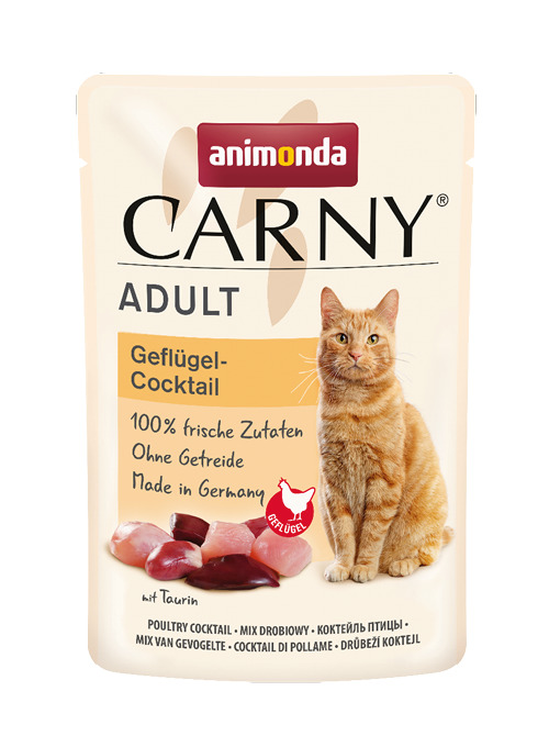 Animonda Carny Adult Geflügel-Cocktail, für ausgewachsene Katzen, 100 % frische Zutaten, getreidefrei, Geflügel,  hergestellt in DE.
