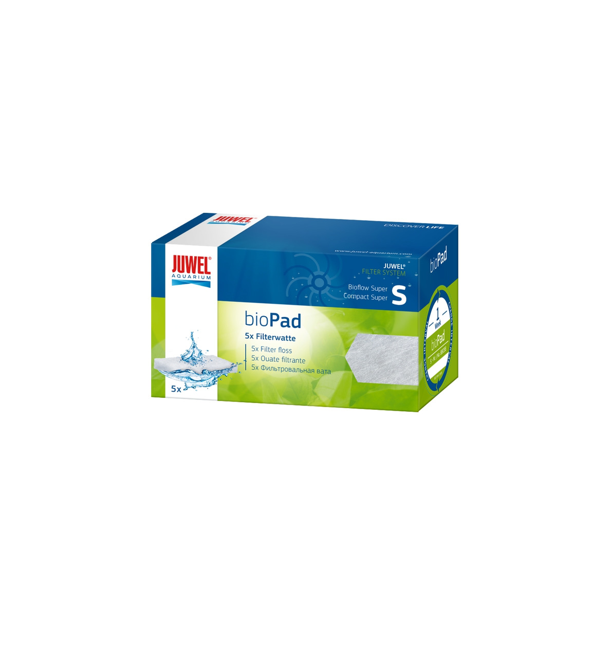 JUWEL bioPad Filterwatte S, 5 Stk., für Aquarienbesitzer, passend für Bioflow Super Compact, effektive Filterlösung.