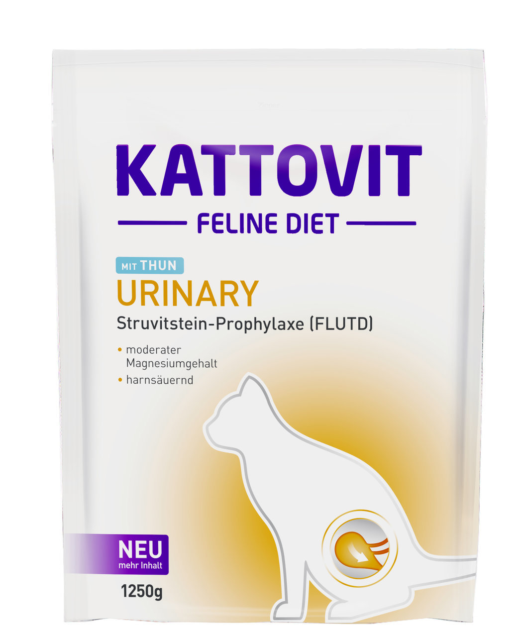 Kattovit Feline Diet Urinary, Thunfisch, 1250 g, für Katzen mit FLUTD, Struvitstein-Prophylaxe, moderater Mg-Gehalt, harnsäuernd.