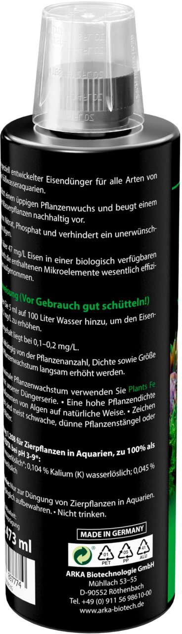 ARKA Plantis Fe Eisendünger für Aquarienpflanzen, für Süßwasseraquarien, fördert Wachstum, beugt Mangel vor, 473 ml