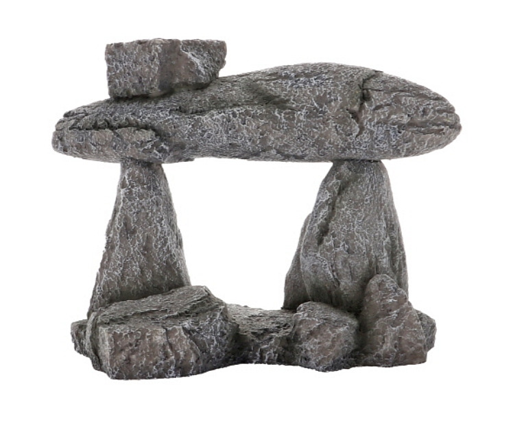 HOBBY Aquariumdekoration "Stonehenge", künstl. Fels für Süß--Meerwasseraquarien, graues Kunstharz, Versteckmglk. für Fische.