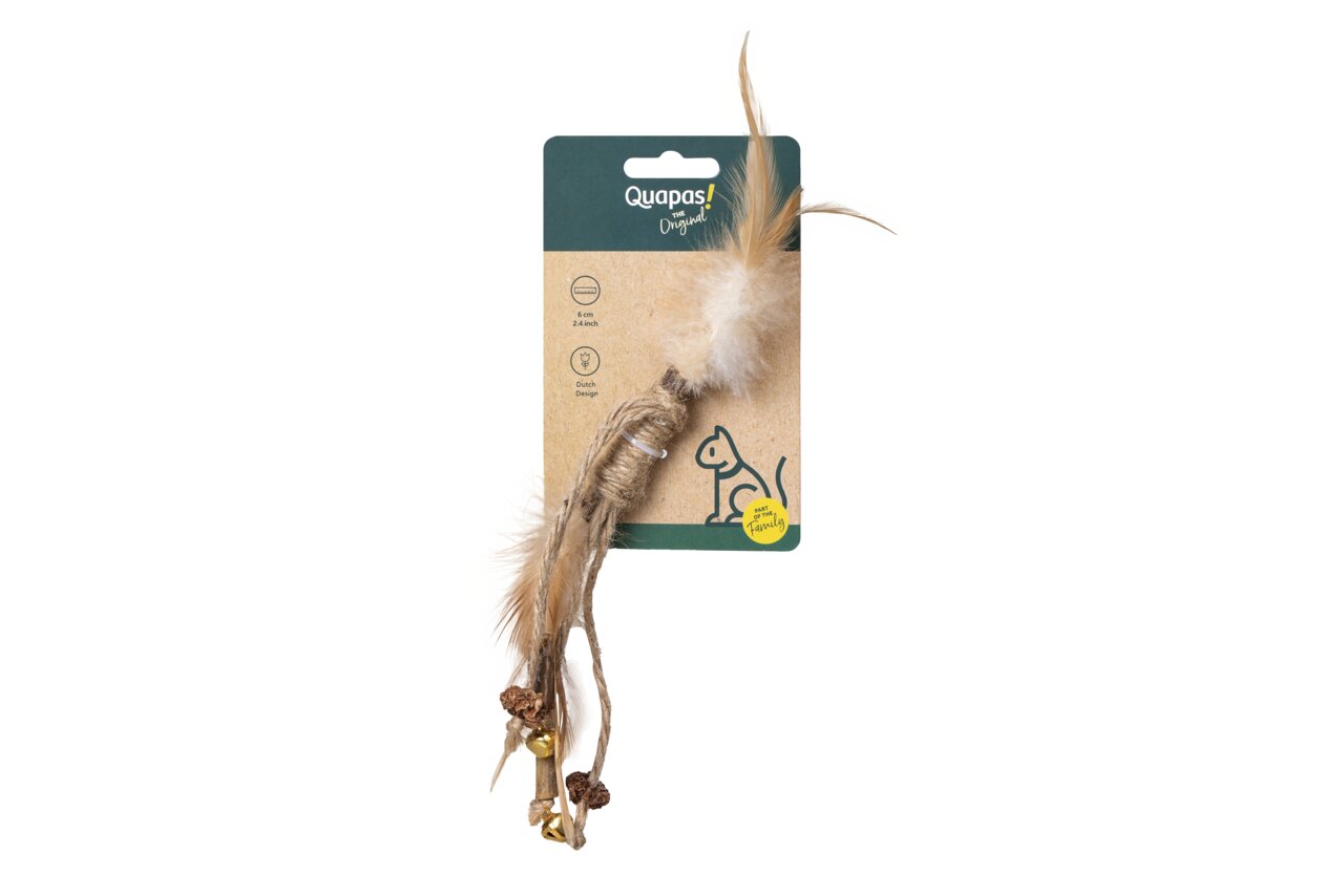 Katzenspielzeug „Quapas! Original“ für Katzen, aus Federn & Jute, 6 cm, fördert Spieltrieb & Aktivität.