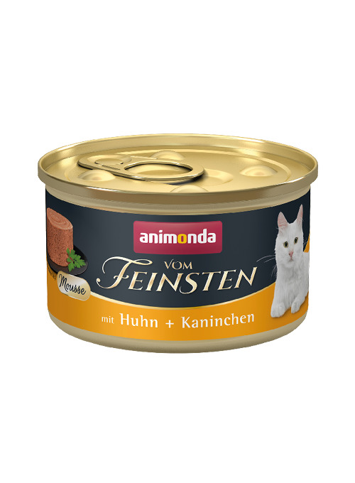 Animonda Vom Feinsten Mousse Huhn & Kaninchen, für ausgewachsene Katzen, 100 g, ideal für Feinschmecker-Katzen.