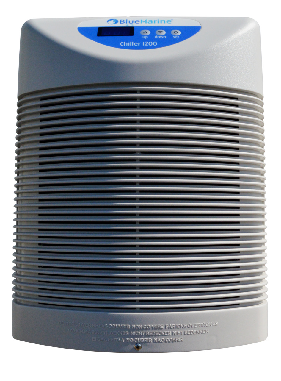 Blue Marine Chiller I200, Kühlgerät für Aquarien, graues Design, digitales Display, Temp.regelung, effiziente Kühlung.