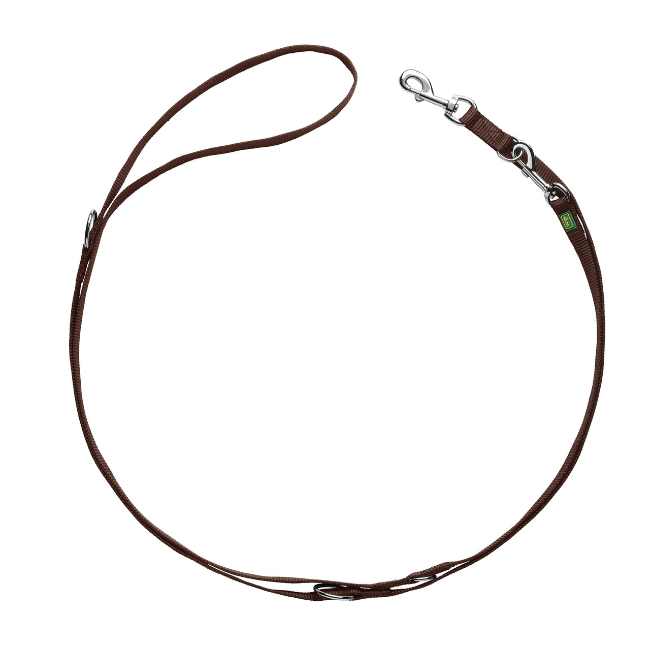 HUNTER Führleine Tripoli für Hunde, braun, Nylon, verstellbar, 2 Karabiner, flexibel für versch. Rassen, ideal für Spaziergänge.