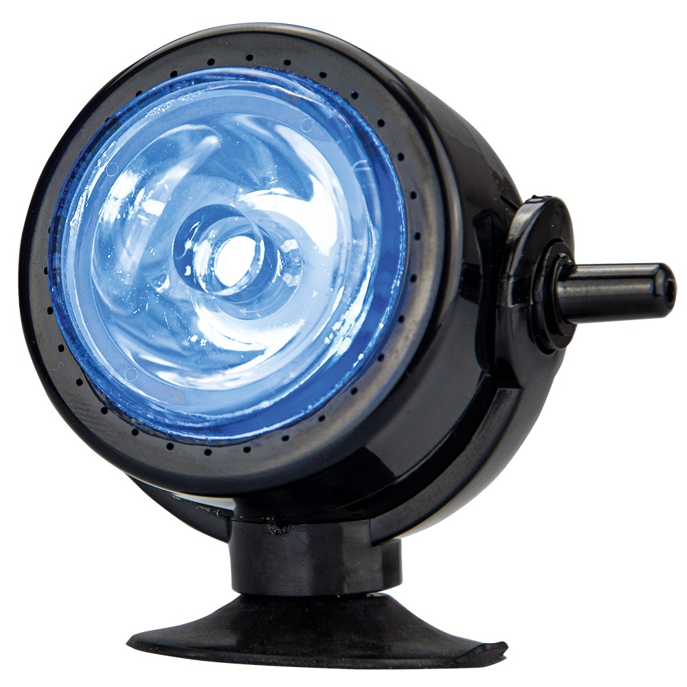 HOBBY LED-Luftsprudler, schwarz, rund, mit Saugnapf, blaues Licht, für Aquarien, sorgt für Sauerstoff & Beleuchtung, ideal für Aquarien.
