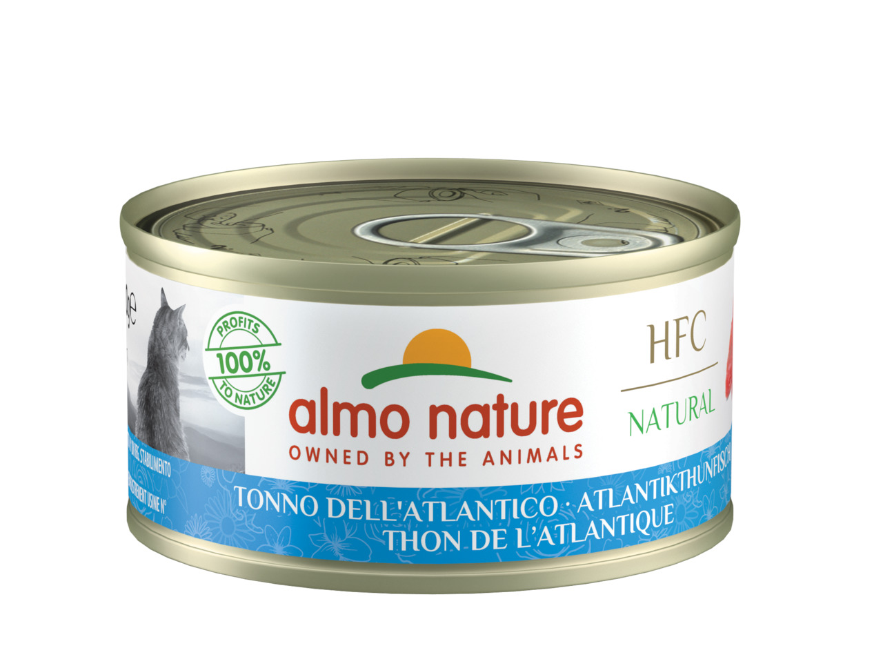 Almo Nature HFC Natural Katzenfutter, Atlantikthunfisch, 70 g, hochwertige Zutaten, nachhaltig: „100% Profits to Nature“.
