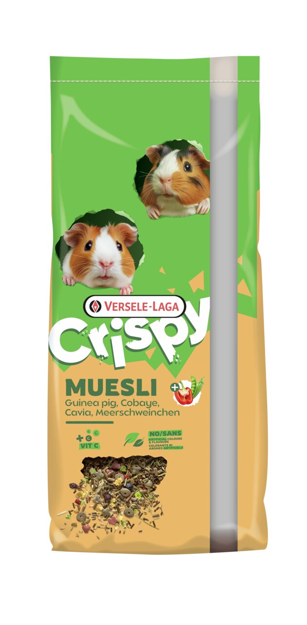Versele-Laga Crispy Müsli für Meerschweinchen, 1 kg, reich an Vitaminen, unterstützt Gesundheit und Vitalität.