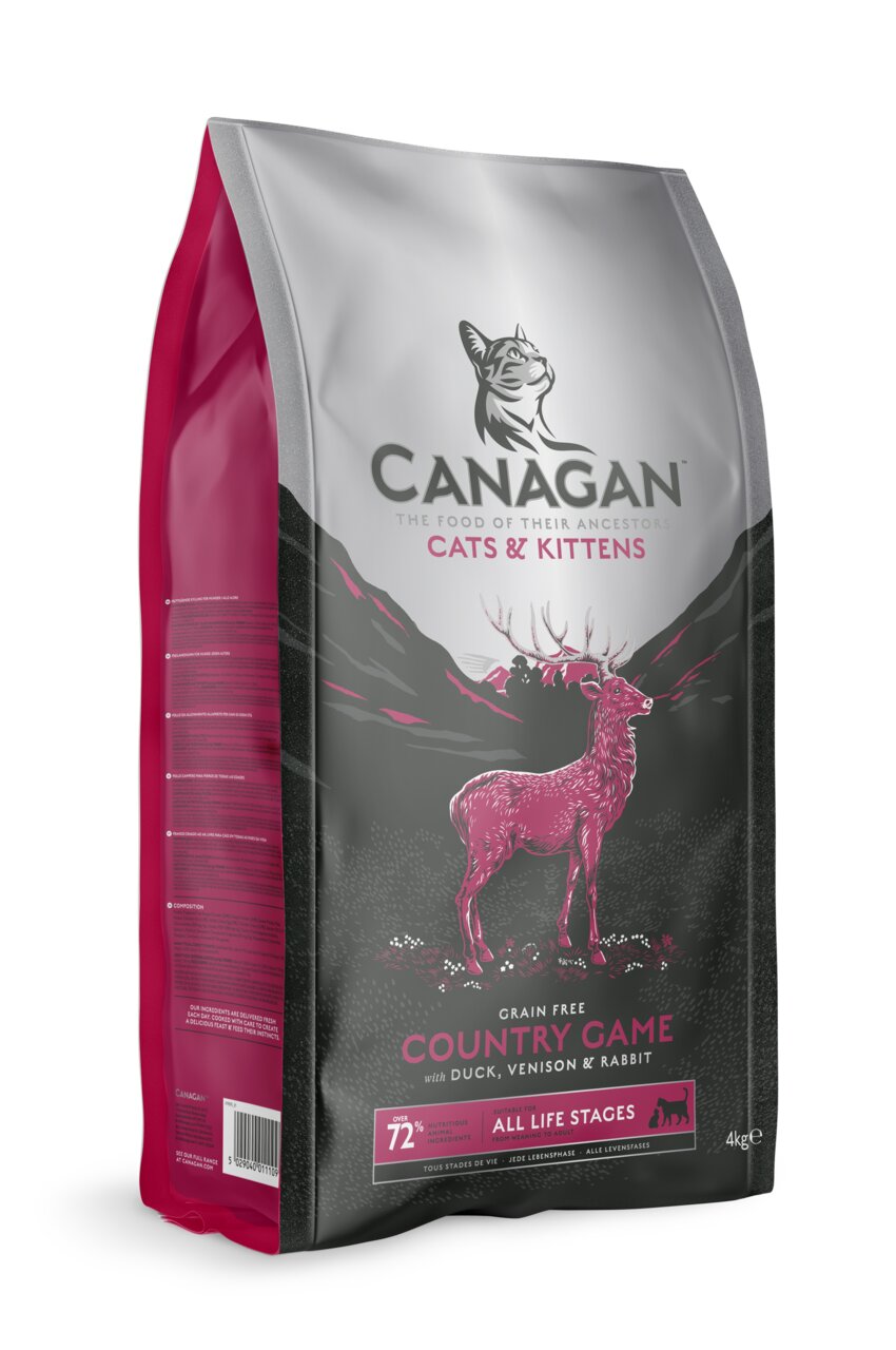 Canagan Country Game Katzenfutter für Katzen und Kätzchen, Ente, Hirsch und Kaninchen, grain free, 4 kg, all life stages.