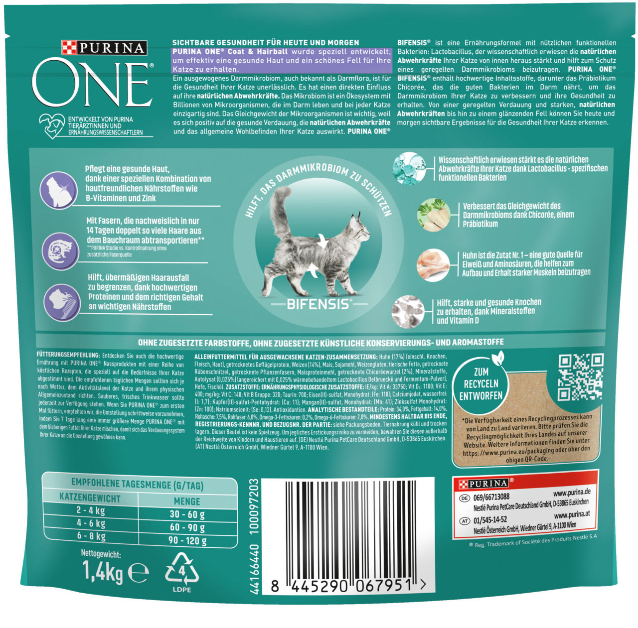 ONE Coat & Hairball reich an Huhn 1,4 kg