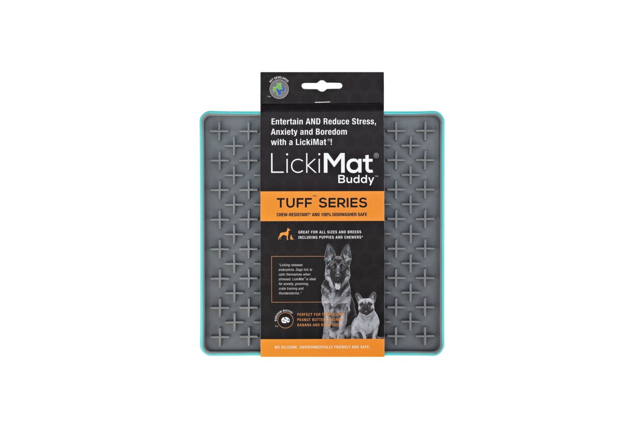 LickiMat Buddy Tuff, Schleckmatte f. Hunde, kaubeständig, spülmaschinenfest, f. alle Rassen, ideal f. Erdnussbutter, 1 Stk.