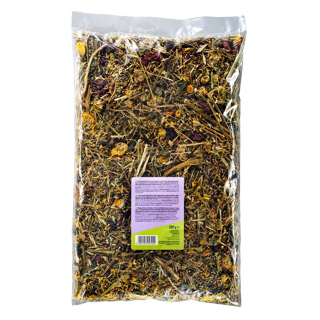 LOTTIS FREUNDE Kräutermischung für Kleintiere, Geschmacksrichtung Kräuter, 500 g, gesundes Ergänzungsfutter für Nager.