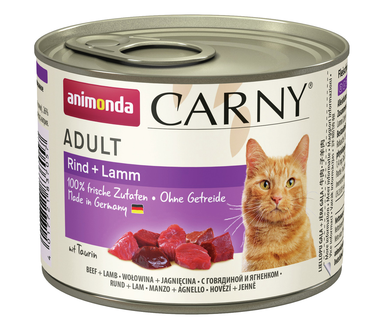Animonda Carny Adult Katzenfutter "Rind + Lamm", 100 % frische Zutaten, getreidefrei, 200 g, hergestellt in Deutschland.