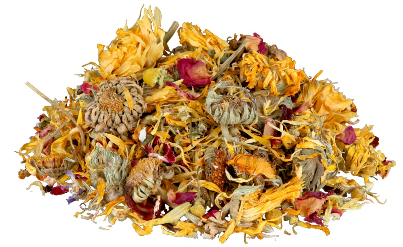 TRIXIE Blütenmischung, Ergänzungsfutter für Kleintiere, 500 g, mit Ringelblumen, Kamille & Rosenblüten.