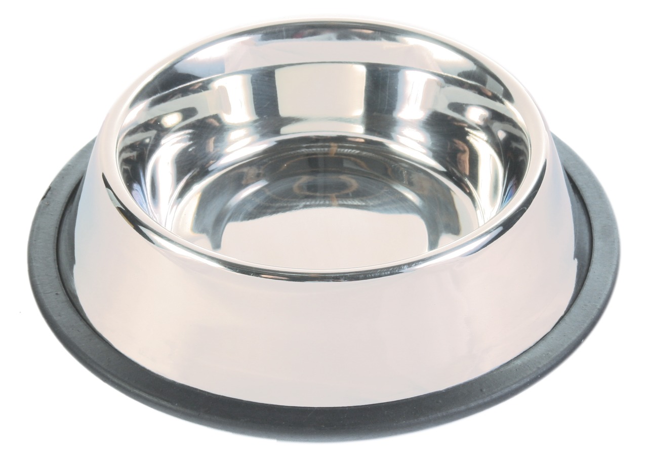 TRIXIE Futternapf, Hunde/Katzen, Edelstahl, rutschfest, ideal für Wasser/Futter.