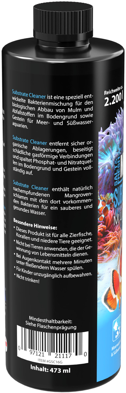 MICROBE-LIFT Substrate Cleaner, 473 ml, für Meer--Süßwasseraquarien, Zierfische, Korallen & niedere Tiere, reinigt bis 2.200 l.