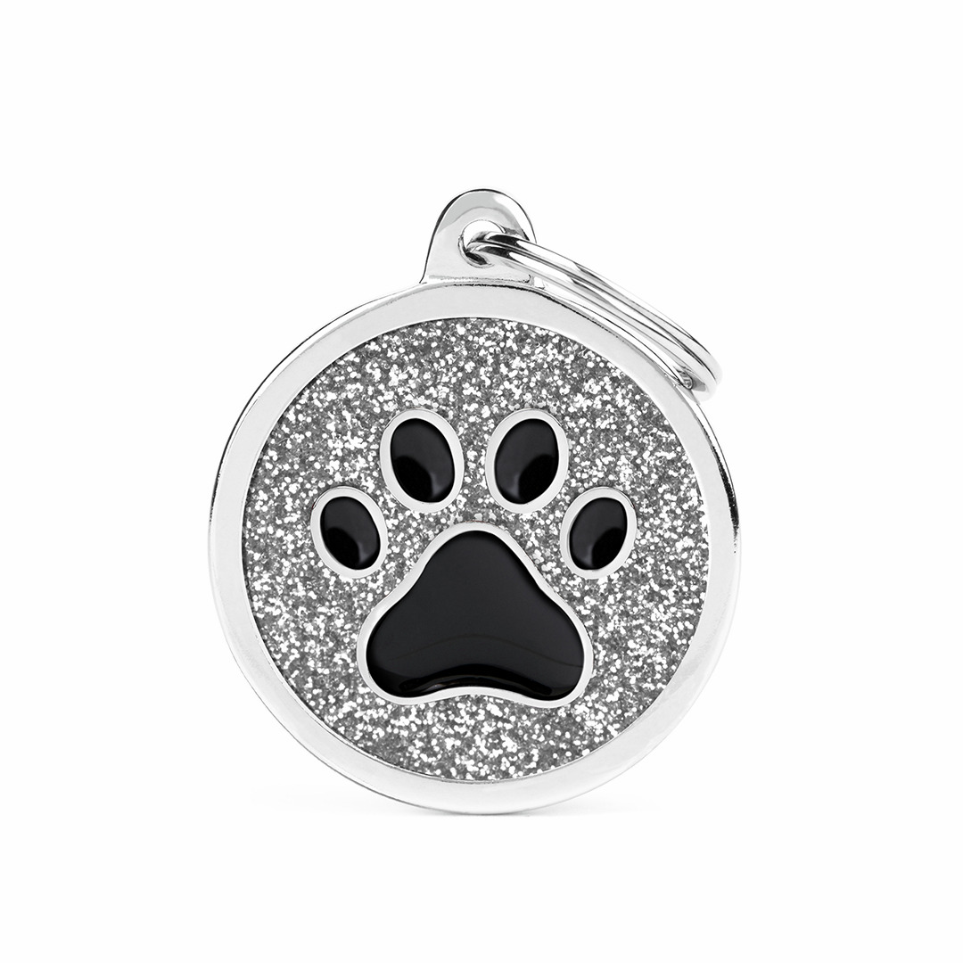 MY FAMILY Big Glitter Circle grey Black Paw