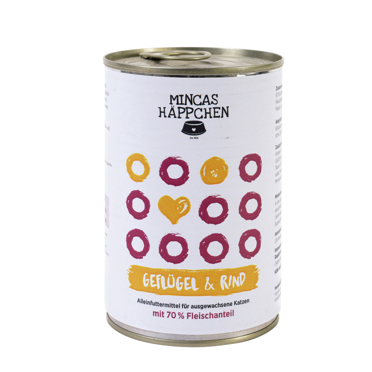 MINCAS HÄPPCHEN Katzenfutter Geflügel & Rind, für ausgewachsene Katzen, 70 % Fleisch, modernes Design, Gewicht nicht erkennbar.