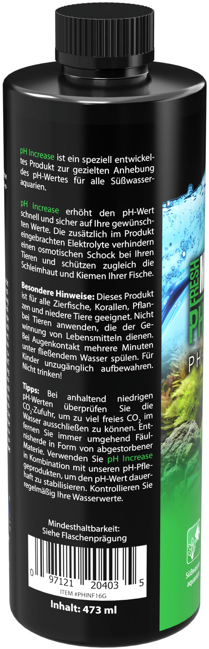MICROBE-LIFT pH Increase, 473 ml, für Süßwasseraquarien, hebt pH-Wert an, mit Anwendungshinweisen & Sicherheitsinfos.