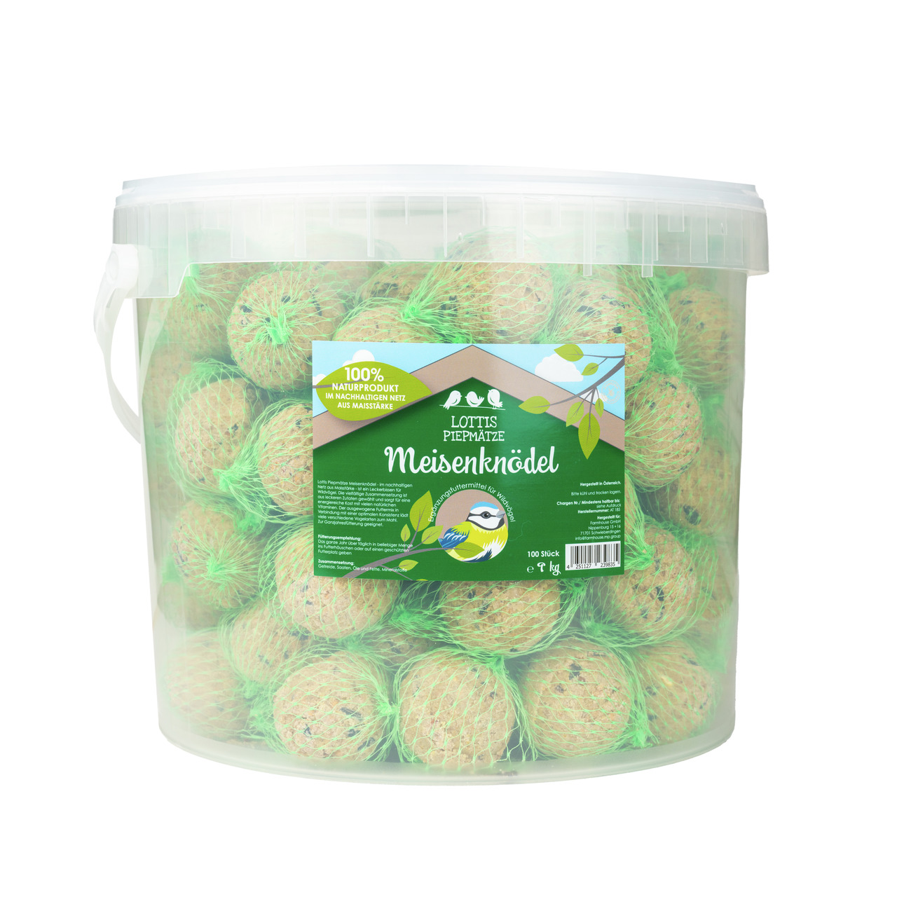 Lottis Piepmätze, Vogelfutter für Wildvögel, 1 kg, ausgewogene Samen-Körner-Mischung, artgerechte Ernährung, hochwertig.