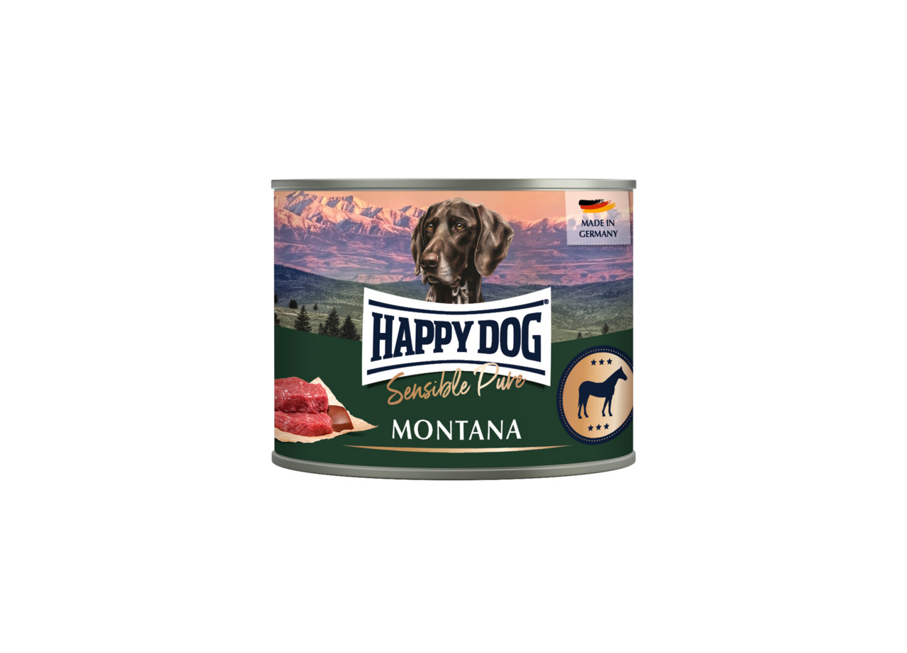 HAPPY DOG Sensible Pure Montana, Hundefutter, Pferdefleisch, Made in Germany, 400g.