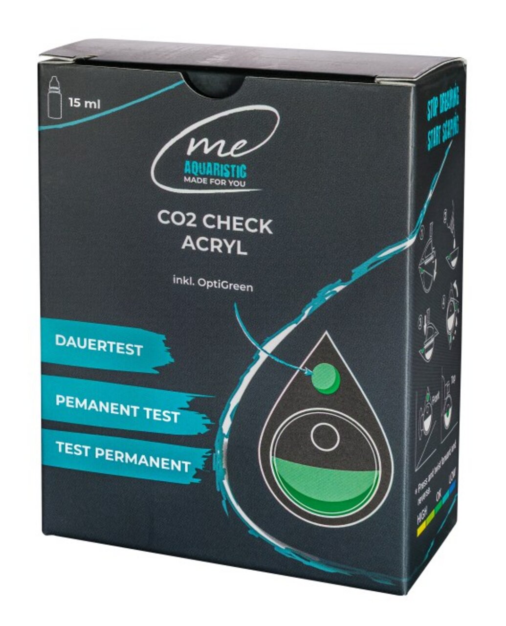ME Aquaristic CO2 Check Acryl für Aquarien, inkl. OptiGreen, Dauertest, Menge: 15 ml. Permanentkontrolle für CO2-Werte.